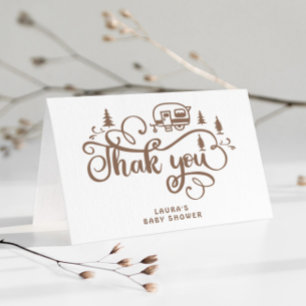 Carte Un petit camper minimaliste baby shower Merci