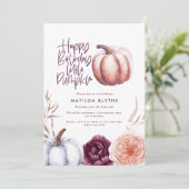 Carte Un petit citrouille fleurs chute violet pêche anni (Debout devant)