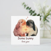 Carte Un petit lapin t'aime Couple Amour (Debout devant)