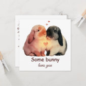 Carte Un petit lapin t'aime Couple Amour (Devant/Arrière en situation)