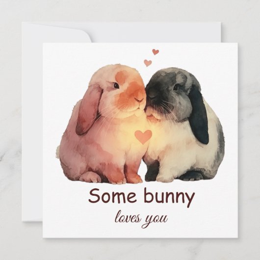 Carte Un petit lapin t'aime Couple Amour (Devant)