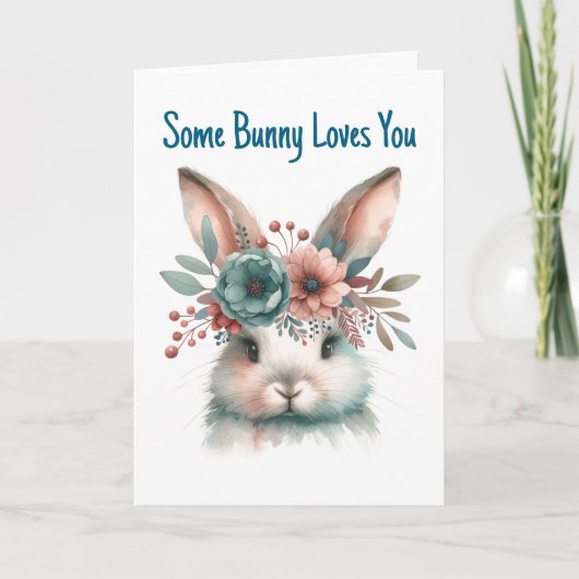 Carte Un petit lapin vous aime Message de Pâques (Devant)