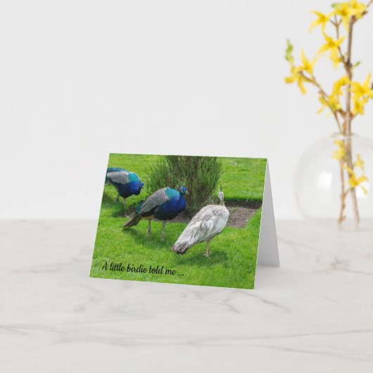 Carte "Un petit oiseau m'a dit..." Peacocks (Fleur jaune)
