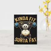 Carte Un peu en forme assez gros panda drôle de gym d'ha (Fleur jaune)