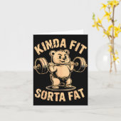 Carte Un peu en forme, un peu gras - Ours de gym drôle d (Fleur jaune)