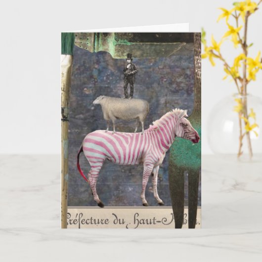 Carte Un peu tordu, collage de Digitals, anniversaire (Fleur jaune)