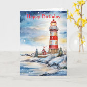 Carte Un phare en hiver (Fleur jaune)