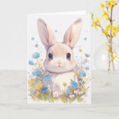 Carte Un portrait de prairie de bébé lapin (Fleur jaune)