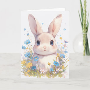 Carte Un portrait de prairie de bébé lapin