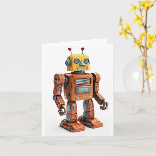 Carte Un robot amical vous soutient (Fleur jaune)