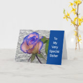 CARTE **UN ROSE SPÉCIAL** JUSTE POUR MA **SOEUR** (Fleur jaune)