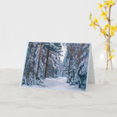 Carte Un sentier neigeux dans la forêt, hiver (Fleur jaune)