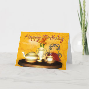 Carte Un thé d'anniversaire, un joyeux anniversaire