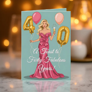 Carte Un toast à 40 ans fabuleux Ballons de Champagne