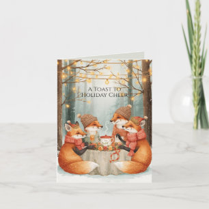 Carte Un toast à un jour férié Chevaucher Fox Family Chr