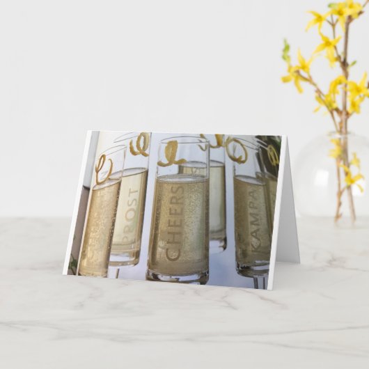 CARTE *UN TOAST CETTE SAISON DE VACANCES* CHEERS! (Fleur jaune)