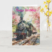 Carte Un train au printemps (Fleur jaune)