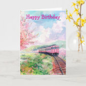 Carte Un train au printemps (Fleur jaune)