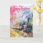 Carte Un train au printemps (Fleur jaune)