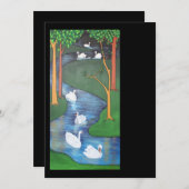 Carte Un troupeau de sept cygnes-une natation (Devant / Derrière)