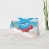 Carte Un vaisseau spatial UFO coloré qui traverse les nu (Devant)