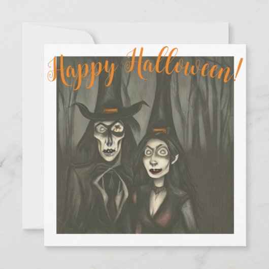 Carte Un vampire et une sorcière à Halloween (Devant)