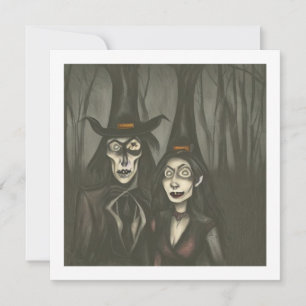 Carte Un vampire et une sorcière à Halloween