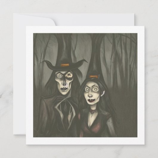 Carte Un vampire et une sorcière à Halloween (Devant)