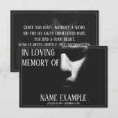 Carte Un visage endormi à mi-ombre (Devant / Derrière)