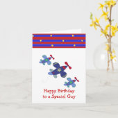 Carte Un voeu d'anniversaire d'avion en flammes (Fleur jaune)