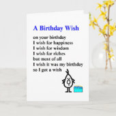 Carte Un voeu d'anniversaire - un poème d'anniversaire a (Fleur jaune)