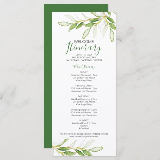 Carte Un week-end Mariage verdoyant pour les clients (Devant / Derrière)