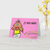 Carte Una Niña d'es ! Félicitations sur le bébé, (Fleur jaune)