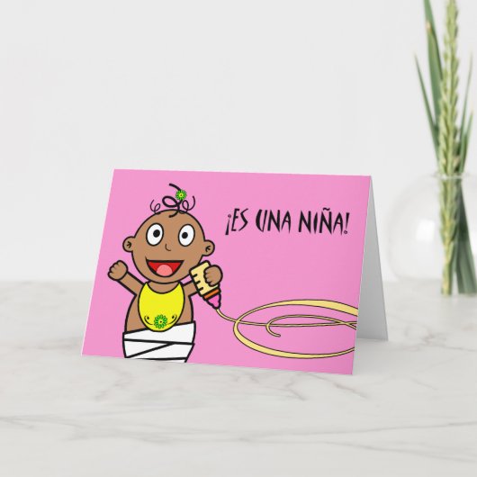 Carte Una Niña d'es ! Félicitations sur le bébé, (Devant)