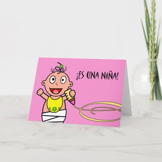 Carte Una Niña d'es ! Félicitations sur le bébé, (Devant)