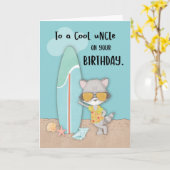 Carte Uncle Birthday Beach Funny Cool Raccoon (Fleur jaune)
