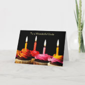 Carte Uncle Birthday with Candles and Cupcakes  (Devant)