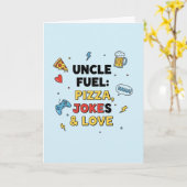 Carte Uncle Fuel: Pizza, Jokes & Love Greeting Card (Fleur jaune)
