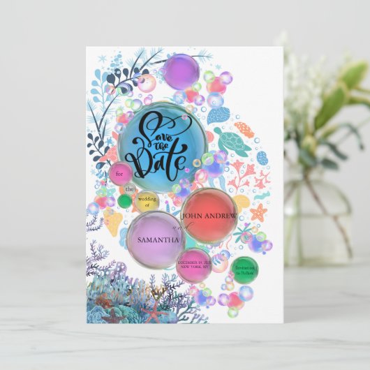 Carte Under Sea Water Save the Date (Debout devant)