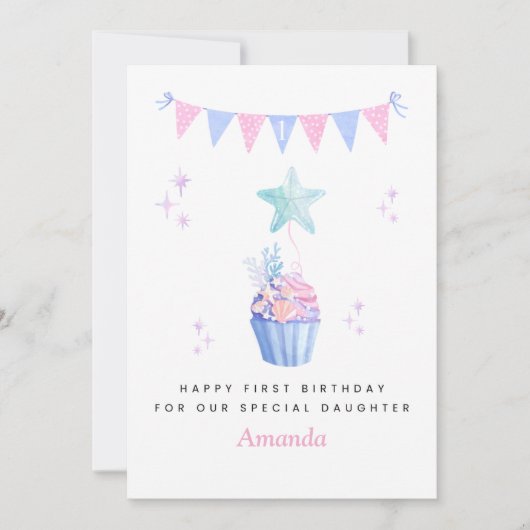Carte Underwater Sea Daughter 1st Birthday Card (Devant)