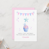 Carte Underwater Sea Daughter 1st Birthday Card (Devant/Arrière en situation)