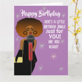 Carte Une Africaine Américaine Chantant Le Microphone (Fleur jaune)