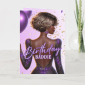 Carte Une Africaine Américaine Radieuse Violette Anniver (Dos)