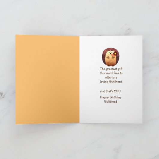 Carte Une amie aimante Anniversaire Cute Hedgehog Animal (Intérieur)