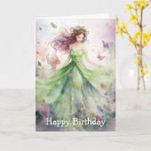 Carte Une Belle Fée de Printemps Anniversaire (Fleur jaune)