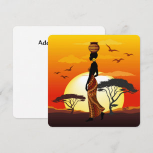 Carte Une belle femme africaine Silhouette sur les solei