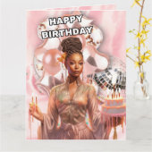Carte Une belle femme noire Anniversaire (Fleur jaune)