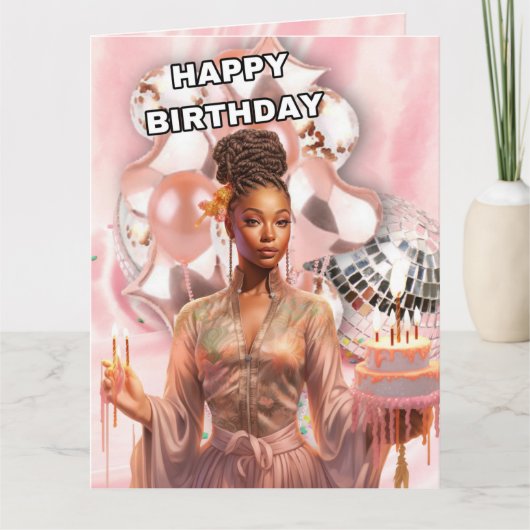 Carte Une belle femme noire Anniversaire (Devant)