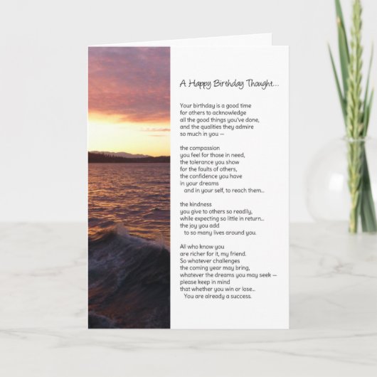Carte Une Bonne Pensée D'Anniversaire... (Devant)