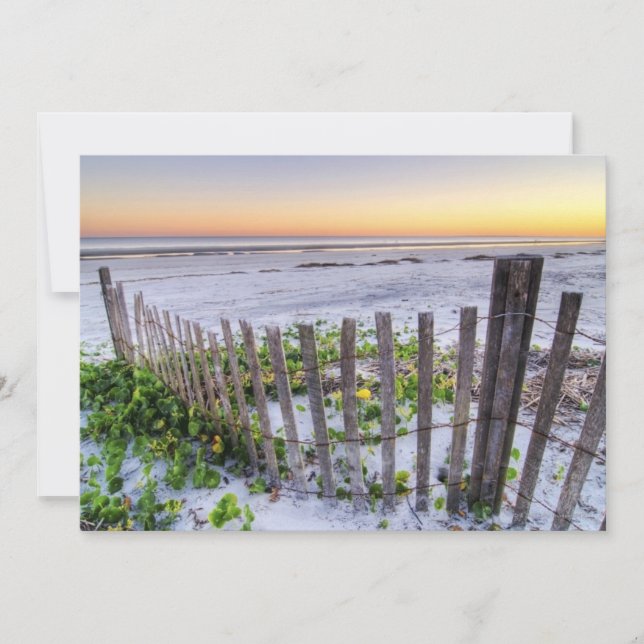Carte Une clôture de plage au coucher du soleil (Devant)